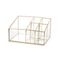 organizer szklany przezroczysty wielokomorowy, ze złotymi rantami