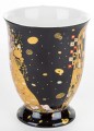 kubek z porcelany z łyżeczką czarny złoty klimt