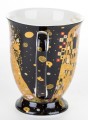 kubek z porcelany z łyżeczką czarny złoty klimt