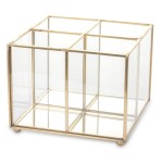 Organizer szklany na pędzle, złoty – Nowa oferta w dobrej cenie