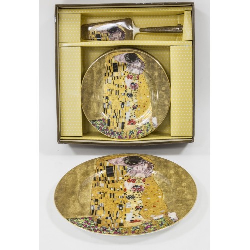 Komplet do ciasta z łopatką klimt złoty z pudełkiem