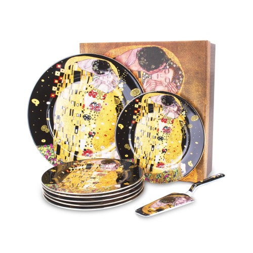 Komplet do ciasta z łopatką klimt czarny złoty z pudełkiem