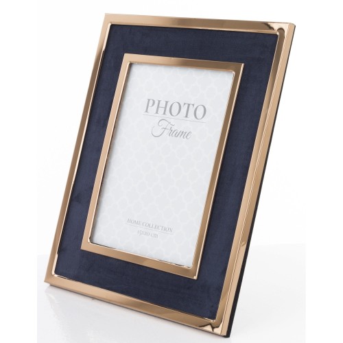 Ramka na zdjęcie niebieska, ze złotymi rantami, duża