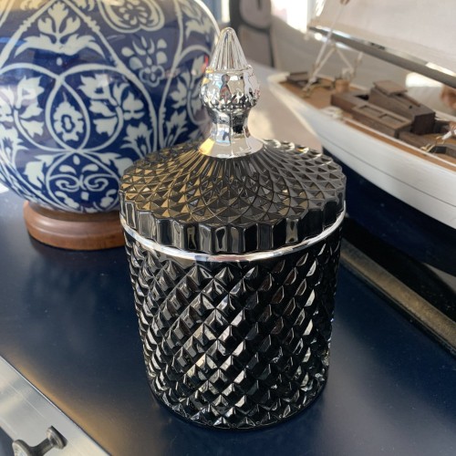 pojemnik szklany, czarny z przykrywką