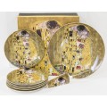 Komplet do ciasta z łopatką klimt złoty z pudełkiem