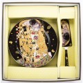 Komplet do ciasta z łopatką klimt czarny złoty z pudełkiem