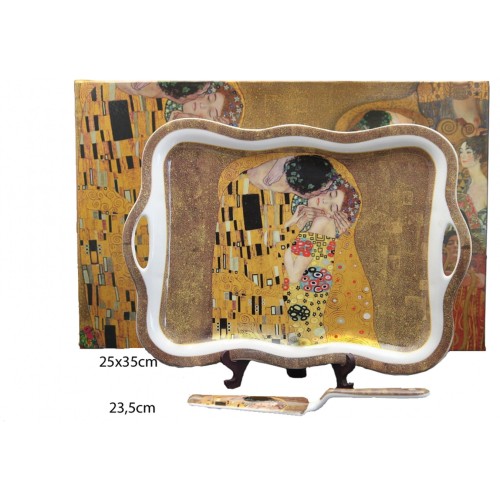 taca na ciasta z łopatką klimt złoty na prezent