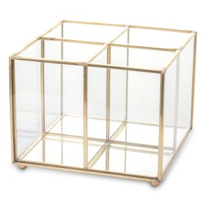 Organizer szklany na pędzle, złoty – Nowa oferta w dobrej cenie