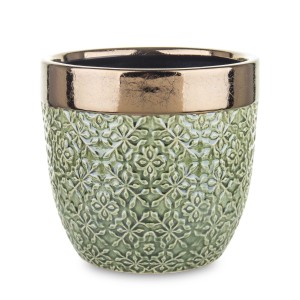 Wyprzedaż SALE -35%, Osłonka na doniczkę, ceramiczna, zielona 