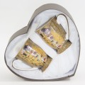 kubki z porcelany z łyżką klimt złoty na prezent z pudełkiem