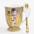 kubki z porcelany z łyżką klimt złoty na prezent