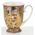 kubek z porcelany z łyżeczką złoty klimt na prezent