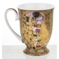 kubek z porcelany z łyżeczką złoty klimt na prezent