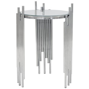 Wyprzedaż -50%, Stolik kawowy, art deco, srebrny, szklany