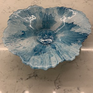 -44% Wiosenna Okazja, Patera szklana, niebieska, 19,5x21cm