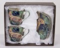 filiżanka z porcelany lampart zielona espresso komplet