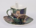 filiżanka z porcelany lampart zielona espresso komplet