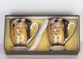 kubki z porcelany czarne złoty klimt zestaw z pudełkiem