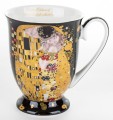 kubek z porcelany z łyżeczką czarny złoty klimt