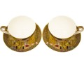 komplet złotych filiżanek z porcelana klimt