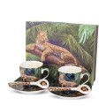 filiżanka z porcelany lampart zielona espresso komplet